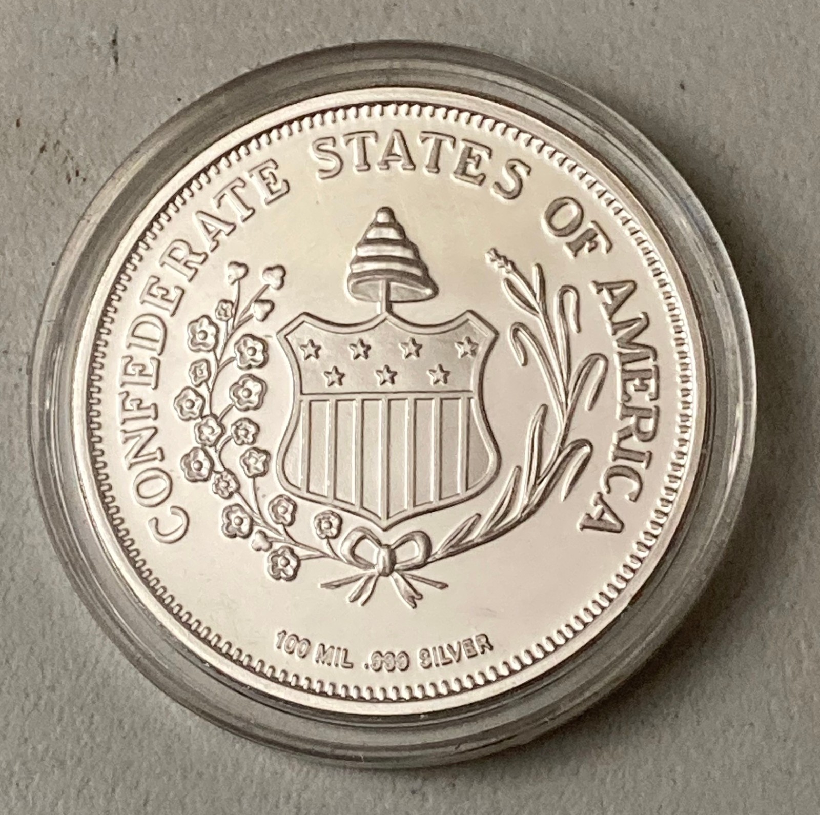 CONFEDERATE STATES SEAL SILVER PLATED COIN / MEDAL