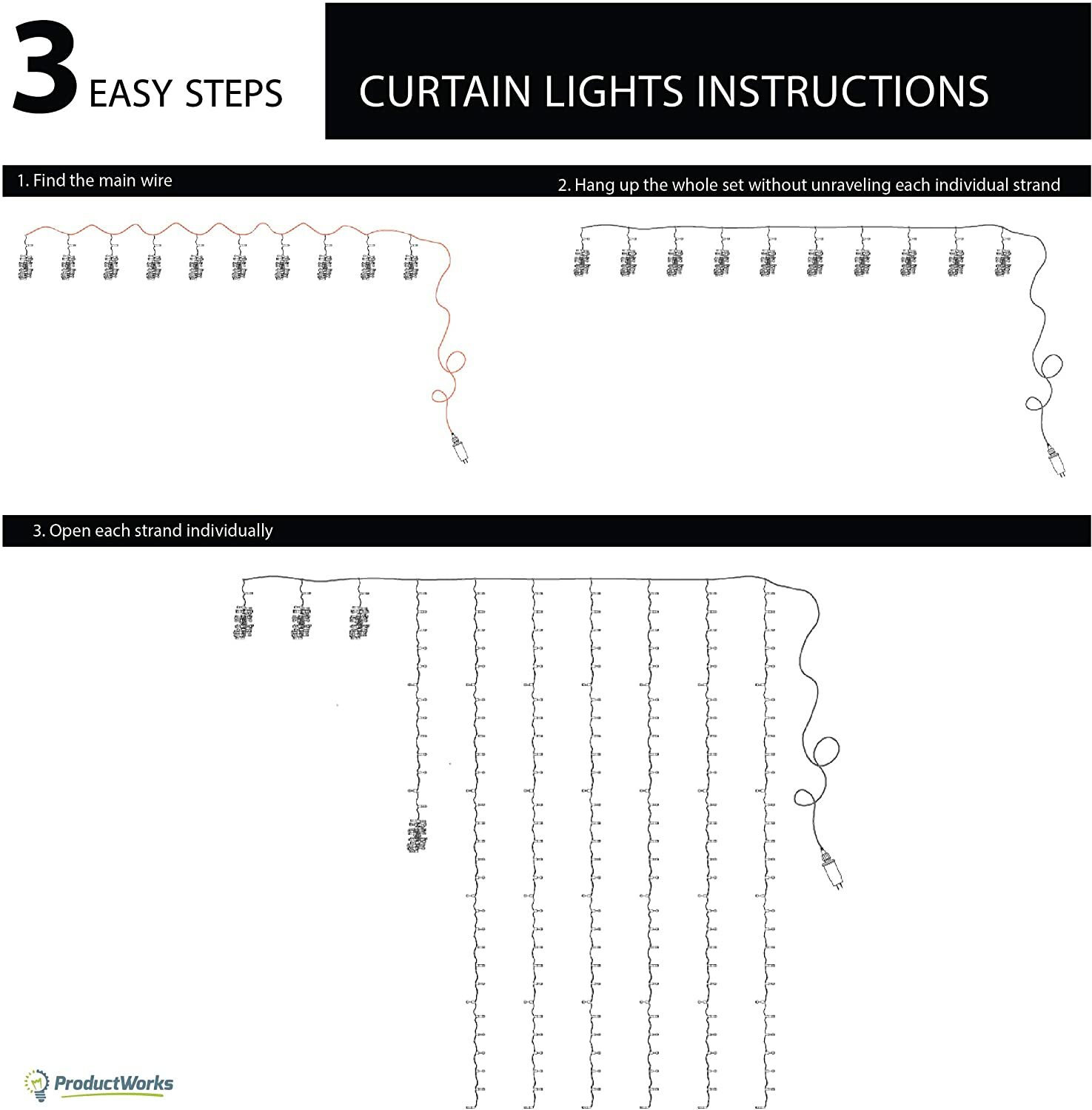 ProductWorks 18190 Light String, Bright White Micro, 8 Function, 600 Lights, 20'
