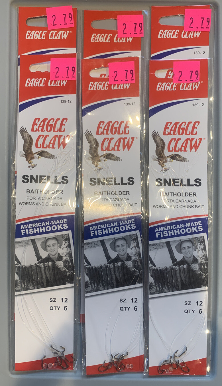 6 Packs Eagle Claw Snell Baitholder Size 12