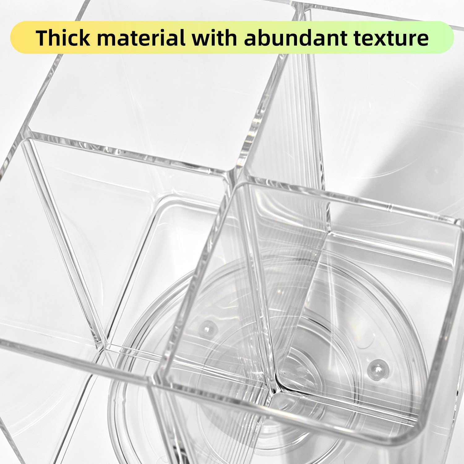 360° Rotating Clear Acrylic 4-Compartment Organizer for Cosmetics & Brushes