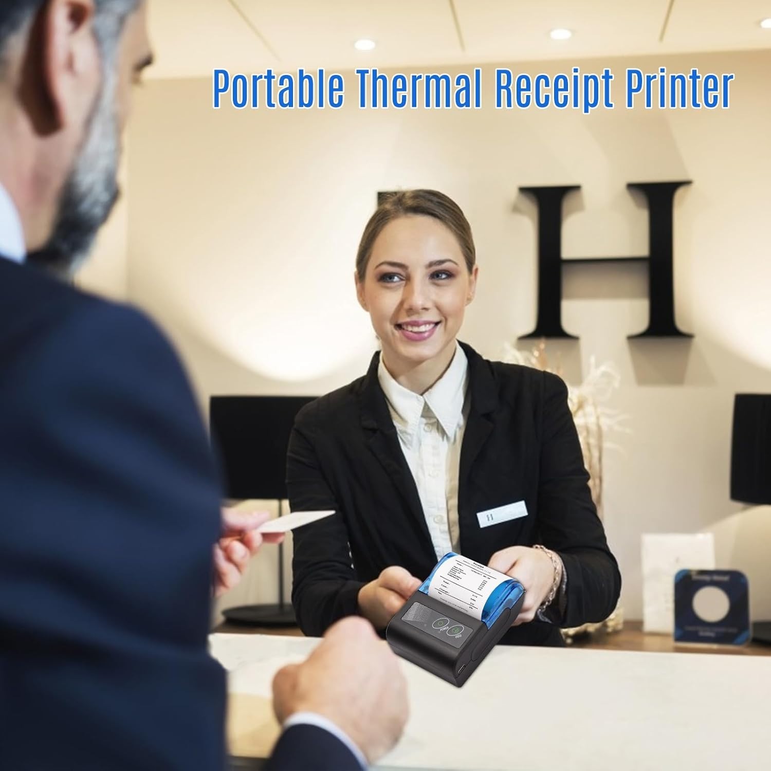 Receipt Printer, Portable Mini Thermal Receipt Printers USB Receipt Bill Tick...