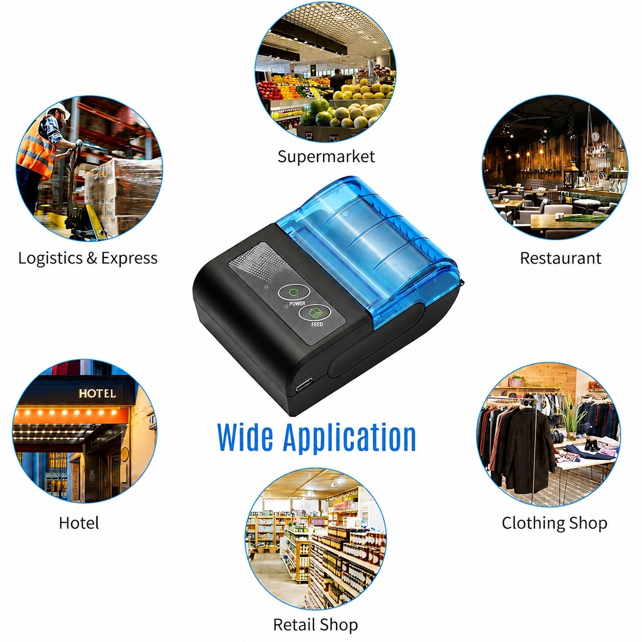 Mini Thermal Receipt Printer 58mm BT USB Receipt Bill Ticket Android Windows POS