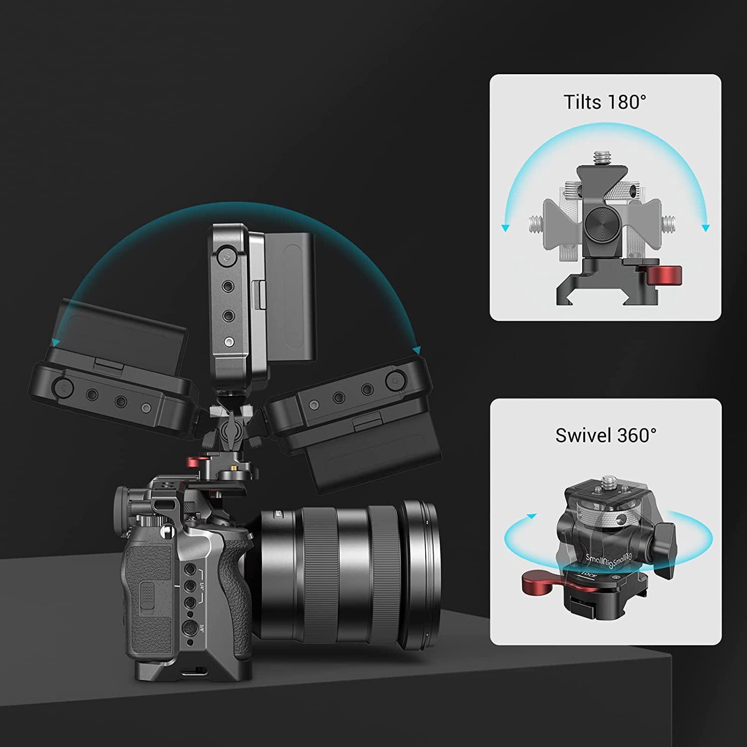 SmallRig Swivel and Tilt Adjustable Monitor Mount with NATO Clamp Mount -2906B