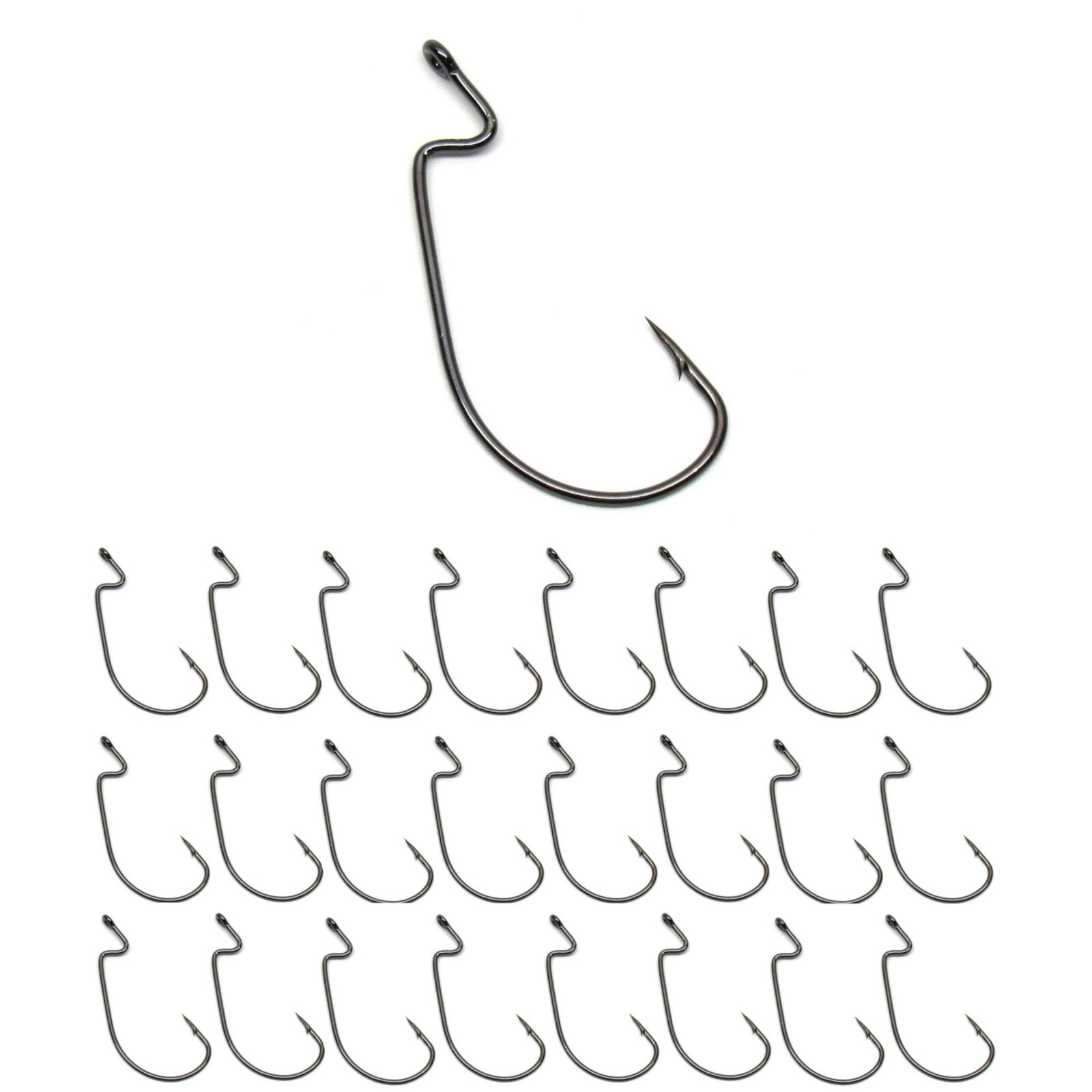 Reaction Tackle Offset EWG Worm Hooks 25 Pack Ultra Sharp Bass Fishing Hooks