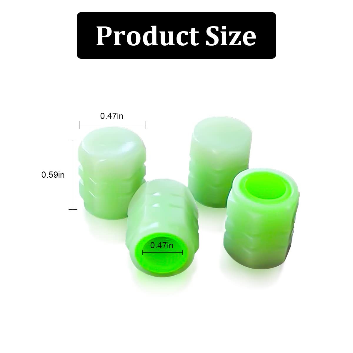 Luminous Tire Valve Stem Caps for Car, 12PCS Fluorescent Glow in The Green