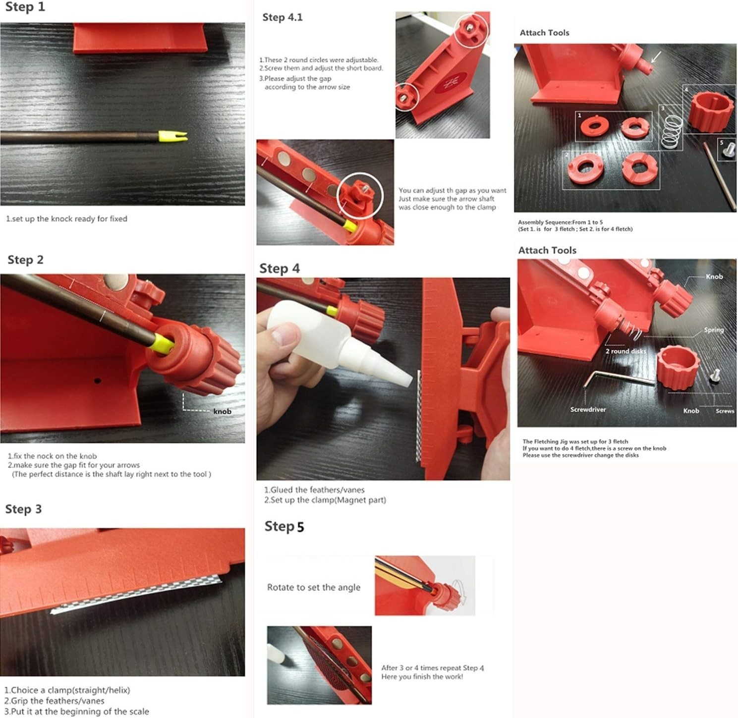 Adjustable Fletching Jig for Precision Arrow Customization - Red