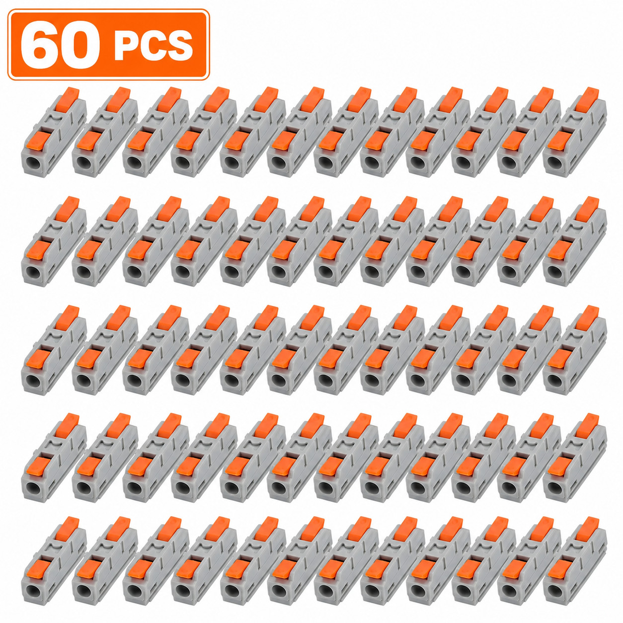 60pcs 1-in-1-Out Lever Wire Connectors Compact Electrical Splicing Kit