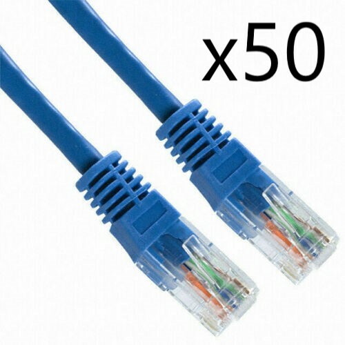50 Pack Lot - 2ft CAT5e Ethernet Network LAN Router Patch Cable Cord Wire Blue