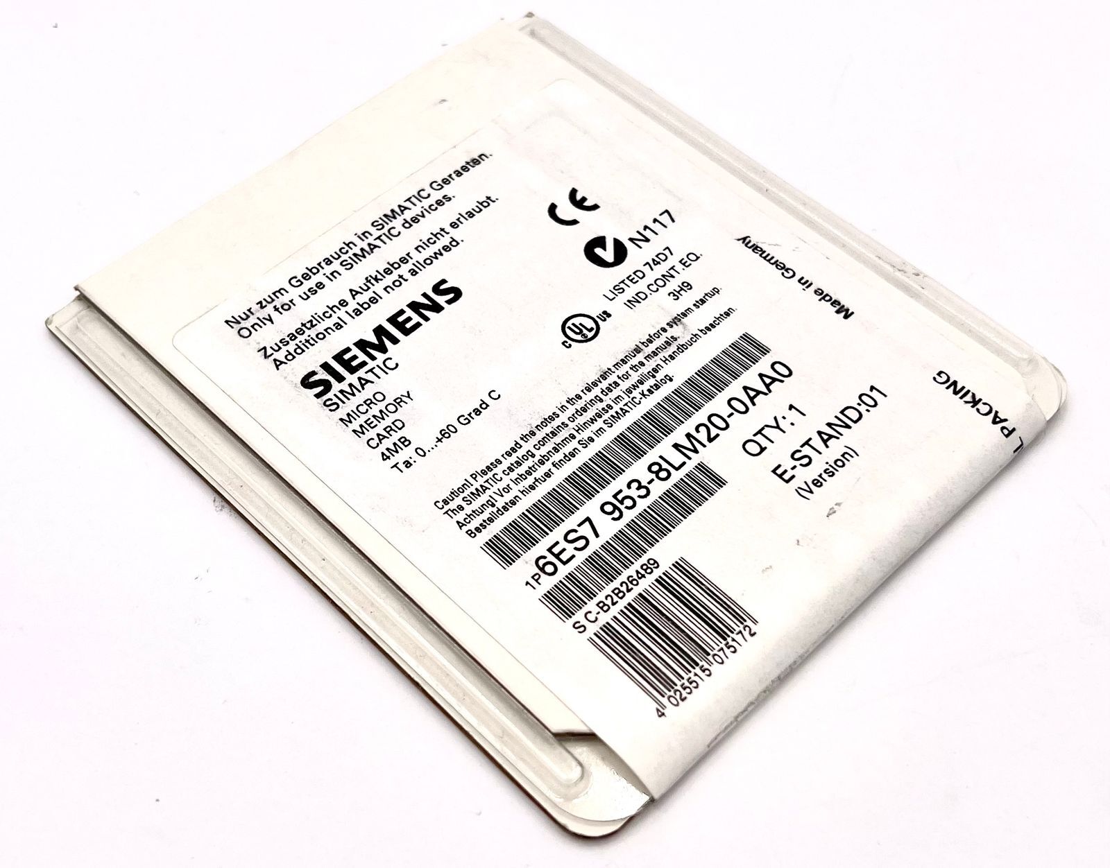 Siemens Simatic S7 6ES7 953-8LM20-0AA0 E:01 4MB S C-B2 Memory Card -sealed-