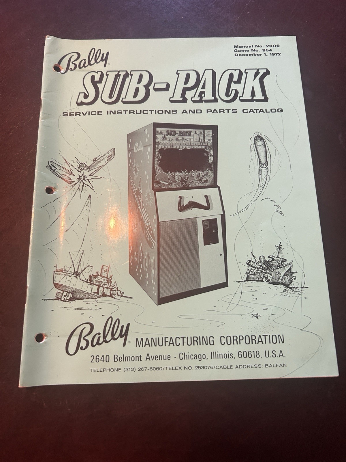 1972 Bally Arcade Sub-Pack Service Instructions and Parts Catalog