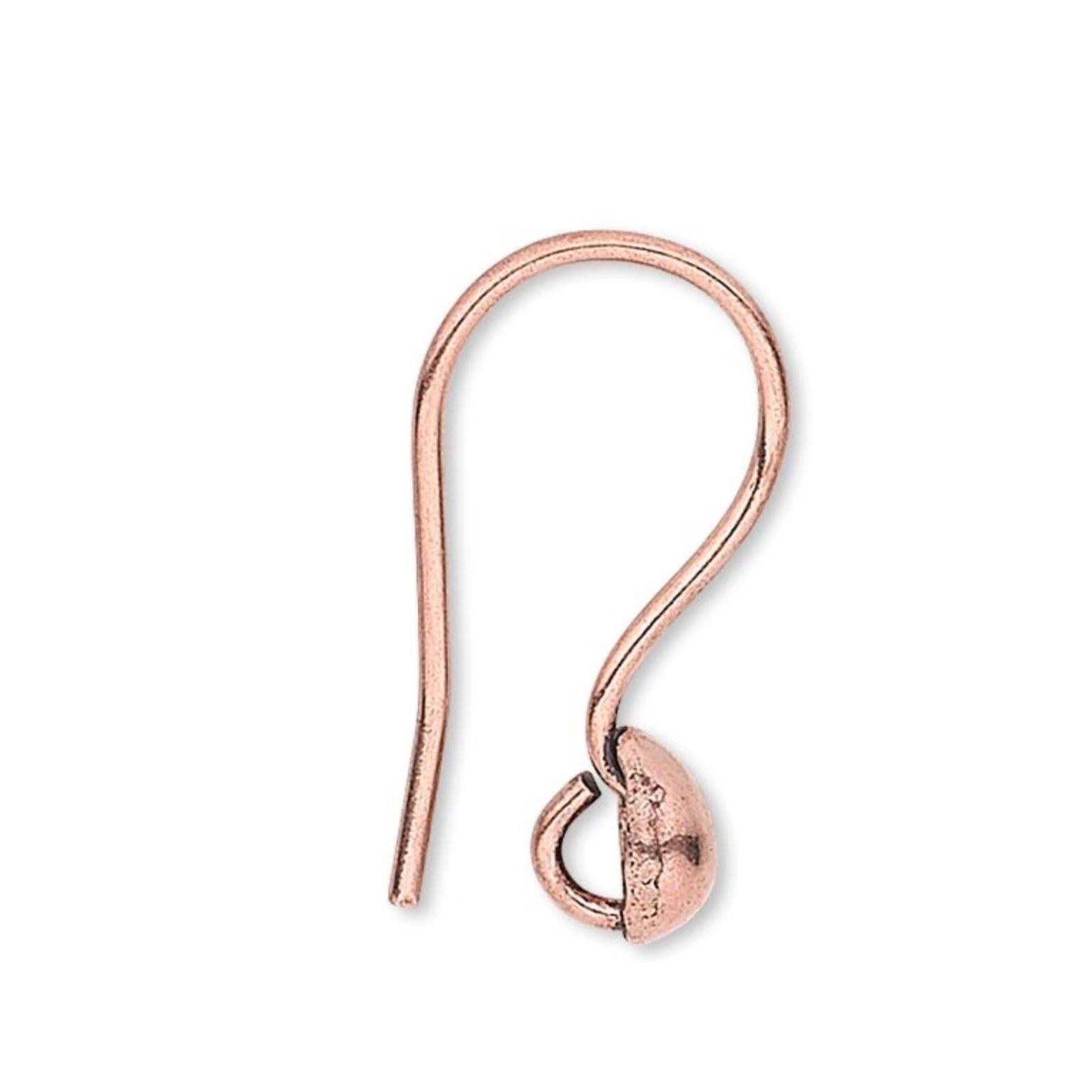 *** Antiqued Pure India Copper Teardrop Ear Hooks Earring Findings 4 pcs