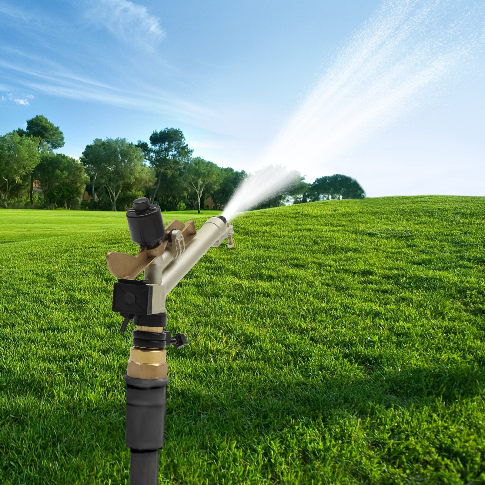 Rain Spray Gun Large Area Water Irrigation Impact Sprinkler 360° Adjustable 1.5"