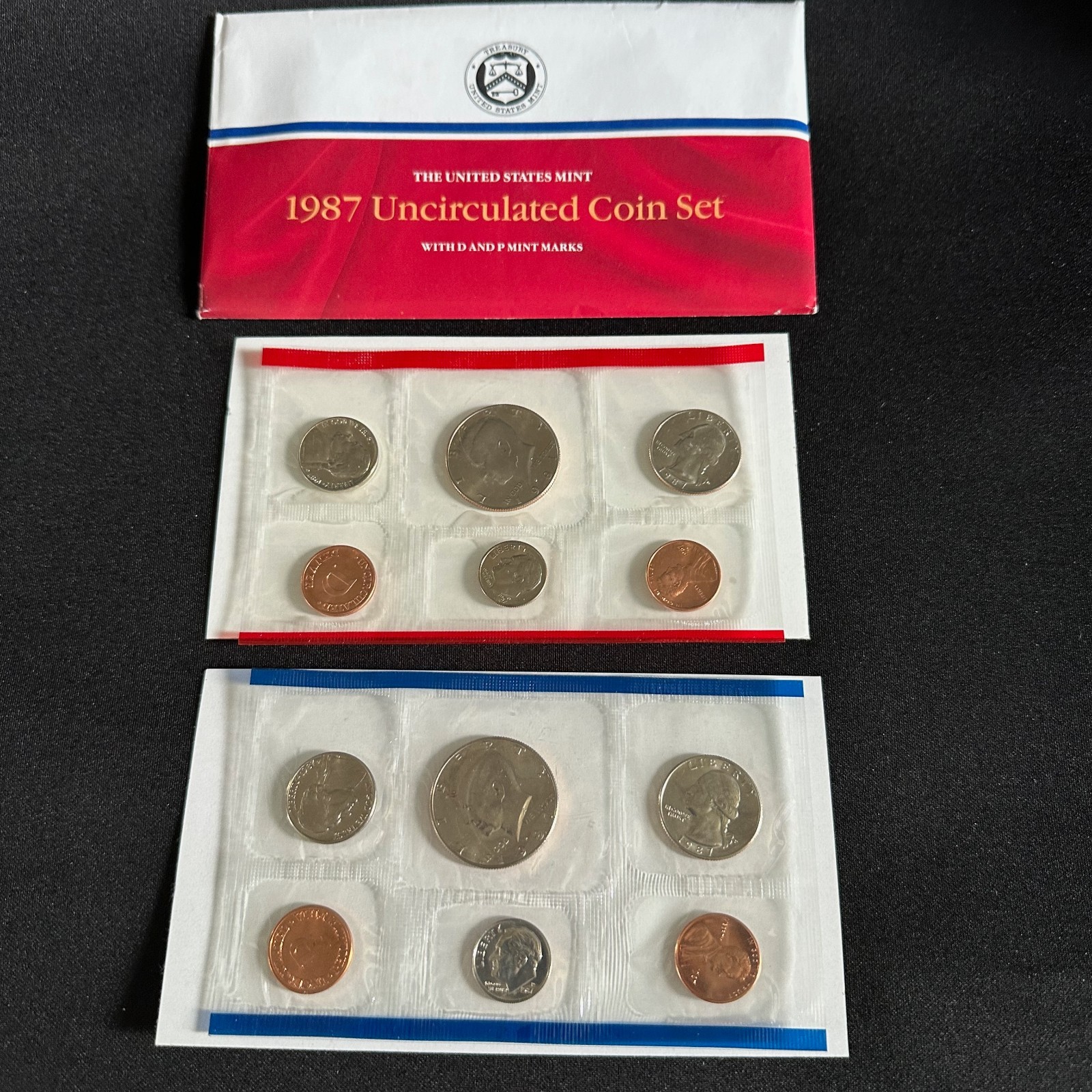 1987 US Mint Uncirculated Coin Set Complete Set P & D w/Original Gov't Packaging