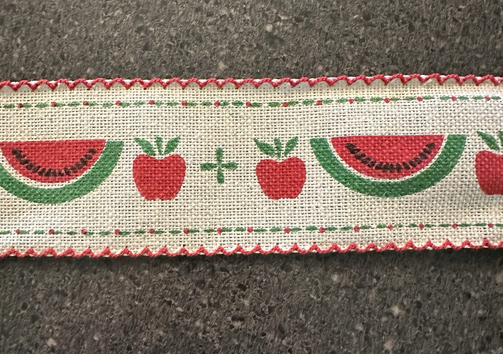 Folk Art Stenciled Ribbon Burlap Watermelon Spool