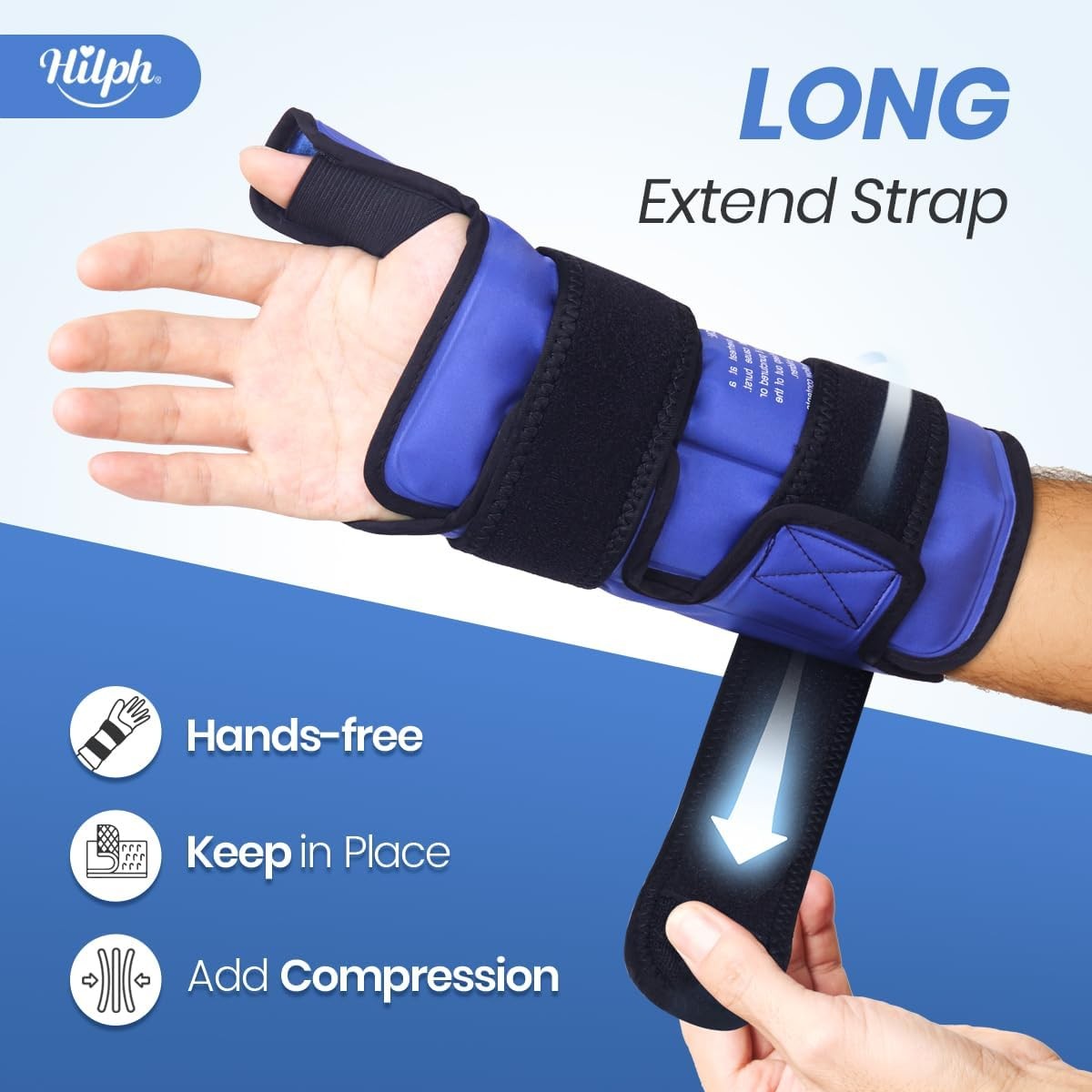 Hilph Wrist Ice Pack Wrap for Thumb & Hand & Arm with Large Extended Coverage, R