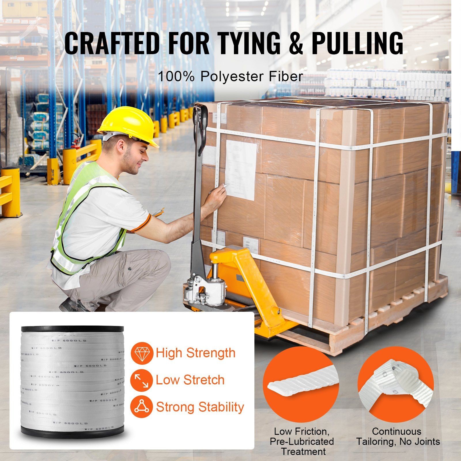 6000lb 1"x2103' Superior Quality Pull Tape Designed for Demanding Sites