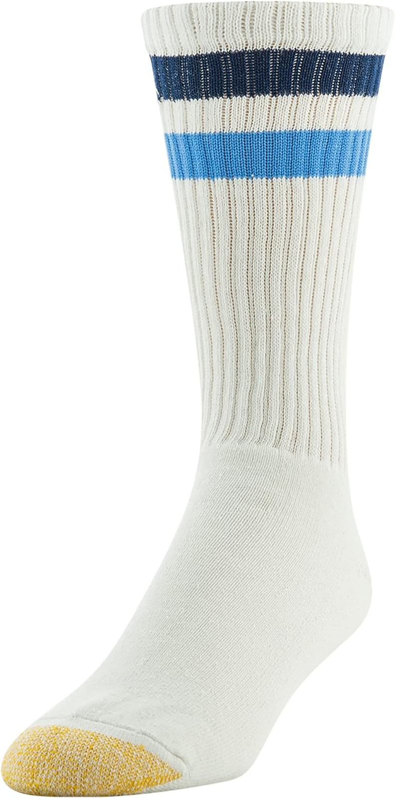 Mens 656S Cotton Crew Athletic Socks Multipairs Stripe White/Light Blue Asso...