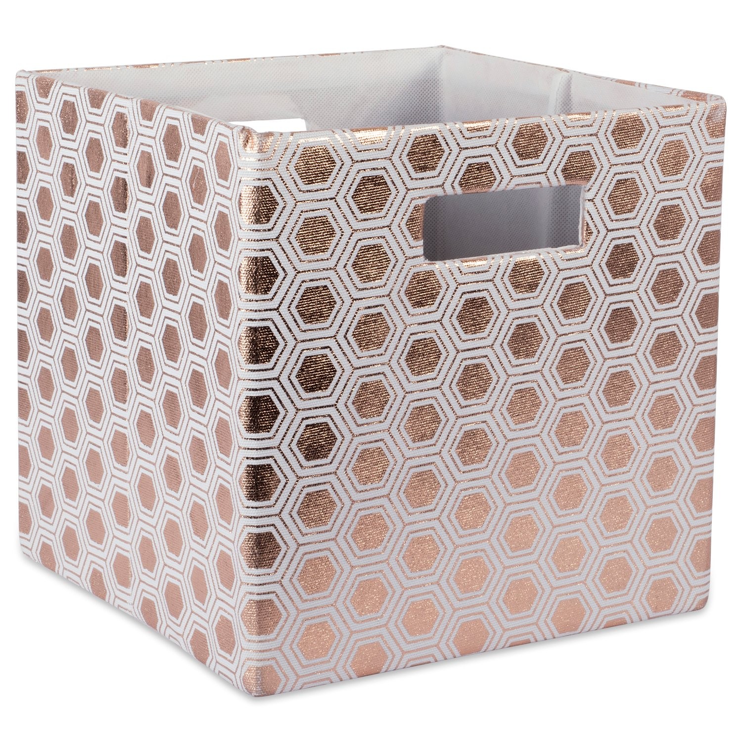 DII Collapsible Polyester Storage Cube, Honeycomb, Copper, Small