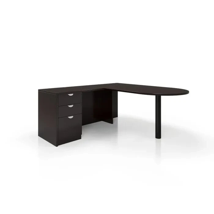 Offices To Go OTG Reversible D Island Home or Office Desk w Pedestal Espresso