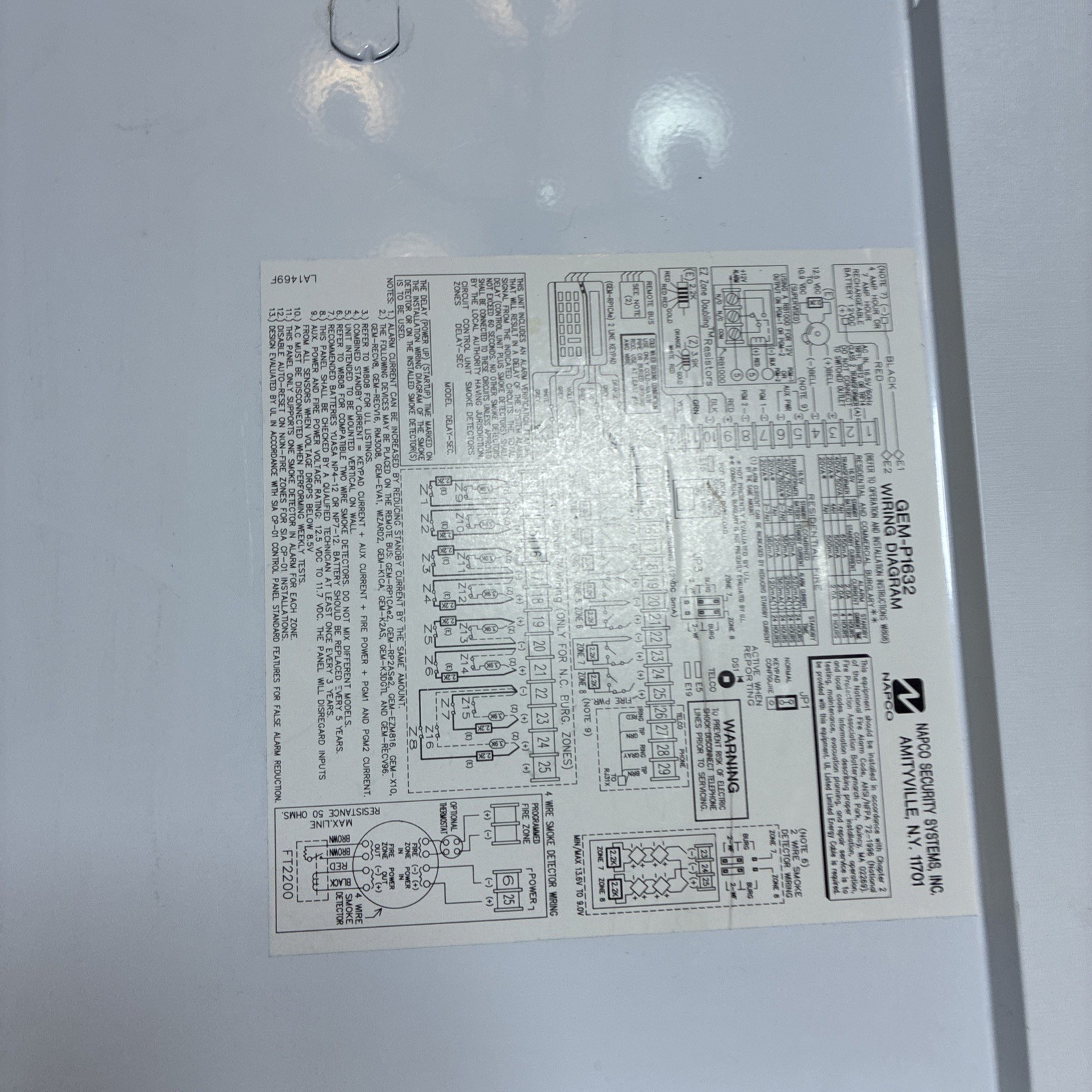 Napco GEM-P1632 Gemini Security Board Panel and Enclosure Case