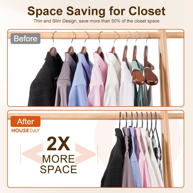 Black Plastic Hangers 60 Pack, Clothes Hangers with Non Slip Hooks, Durable &...