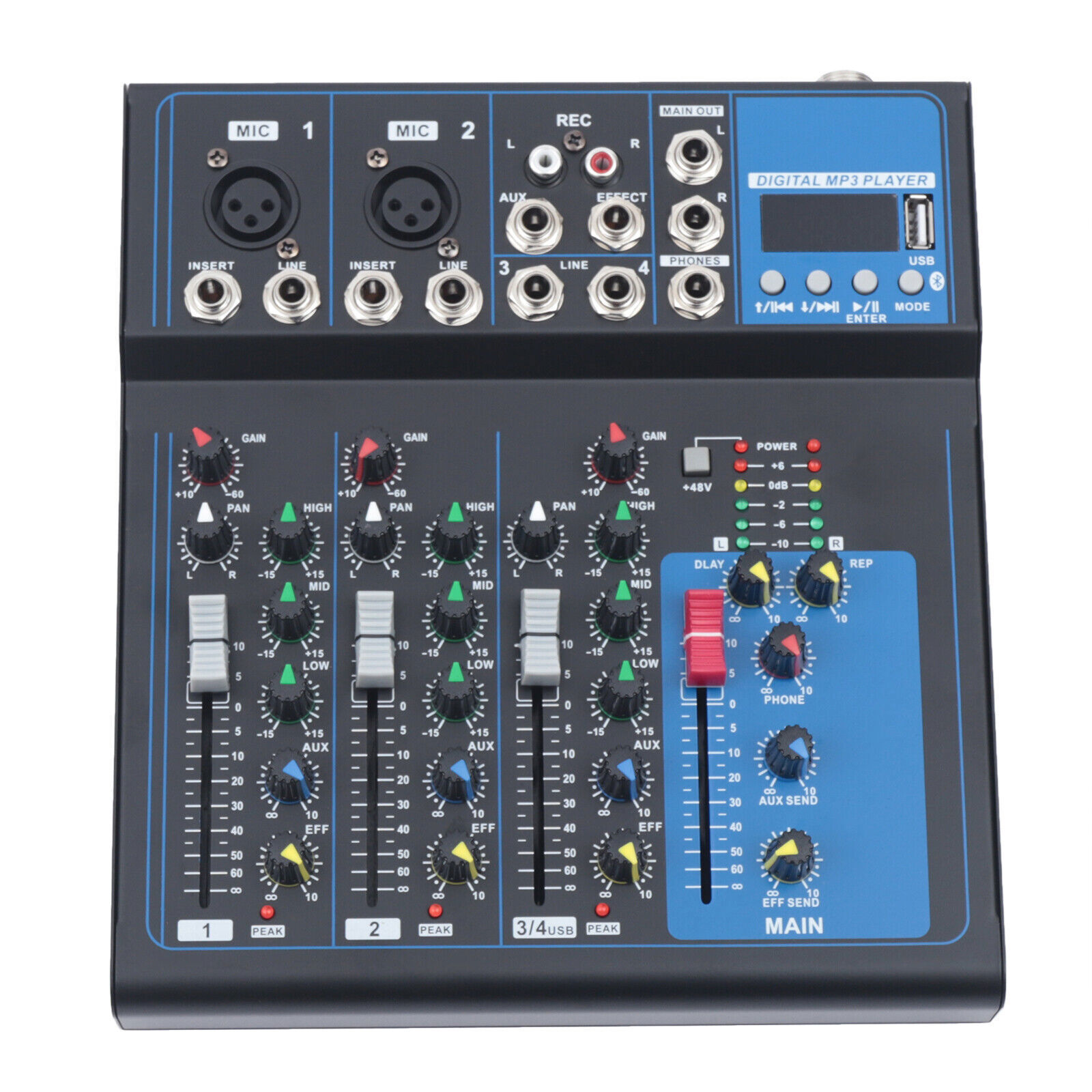 4 Channel Audio Mixer Portable Professional Bluetooth Digital DJ Console NEW