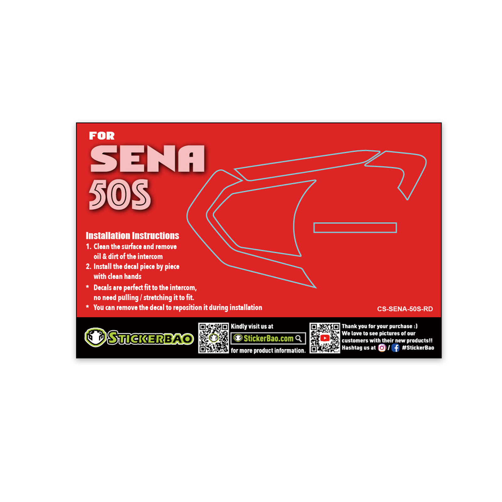 Red Device Surface Sticker For SENA 50S Intercom x1
