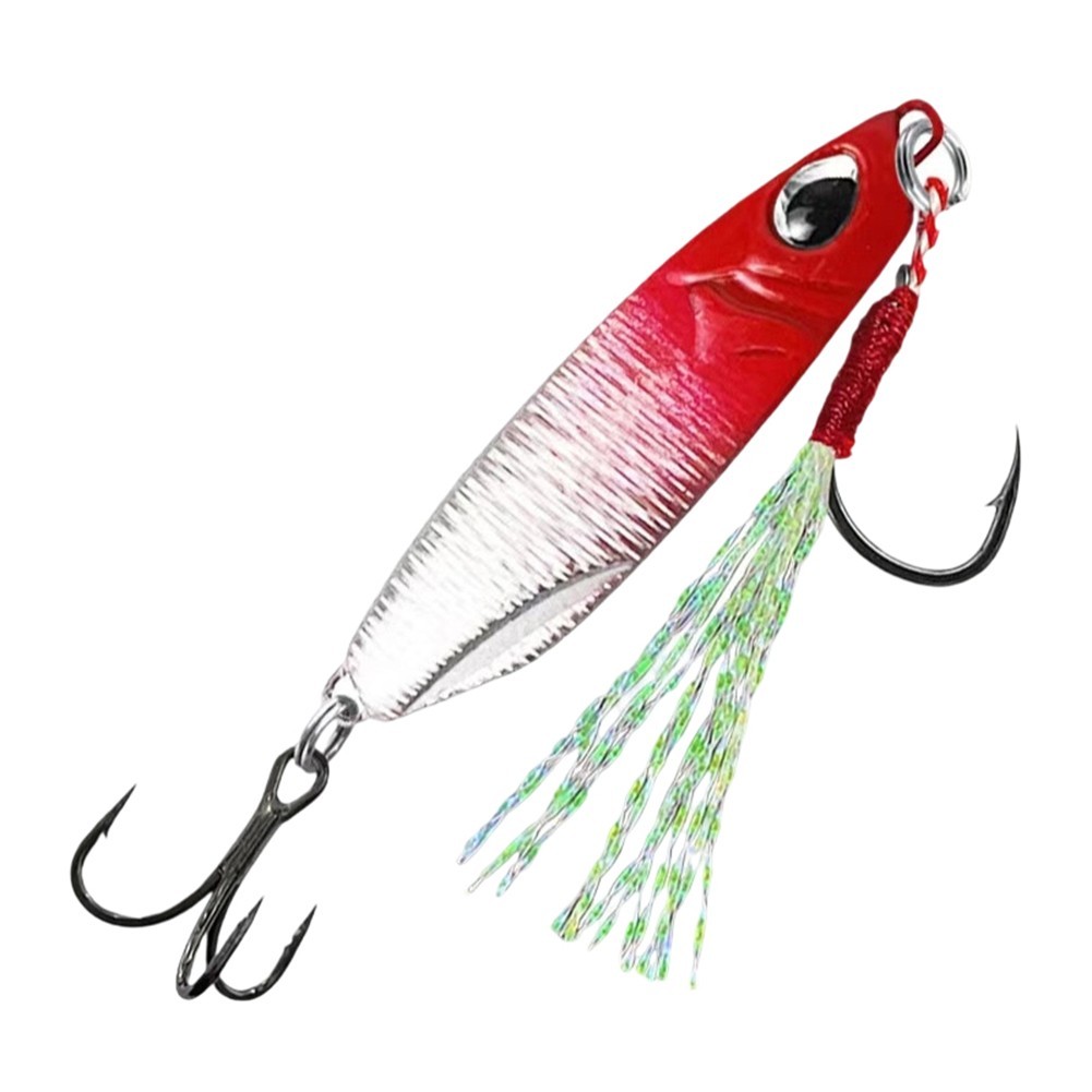 Stainless Steel Jig Lure 7g to 10g Pre Rigged Triple Hook for Bass Trout