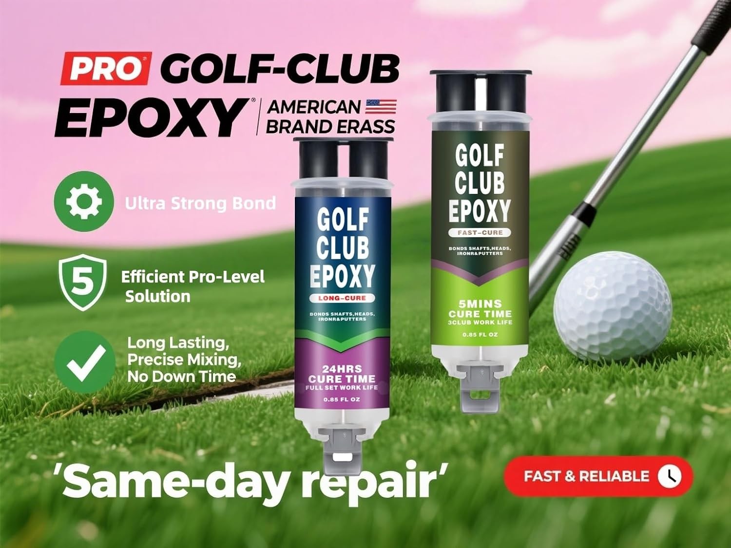 Tylove Pro Strength Golf Club Epoxy -2-Part Epoxy Glue Adhesive (Fast+Long Cure)