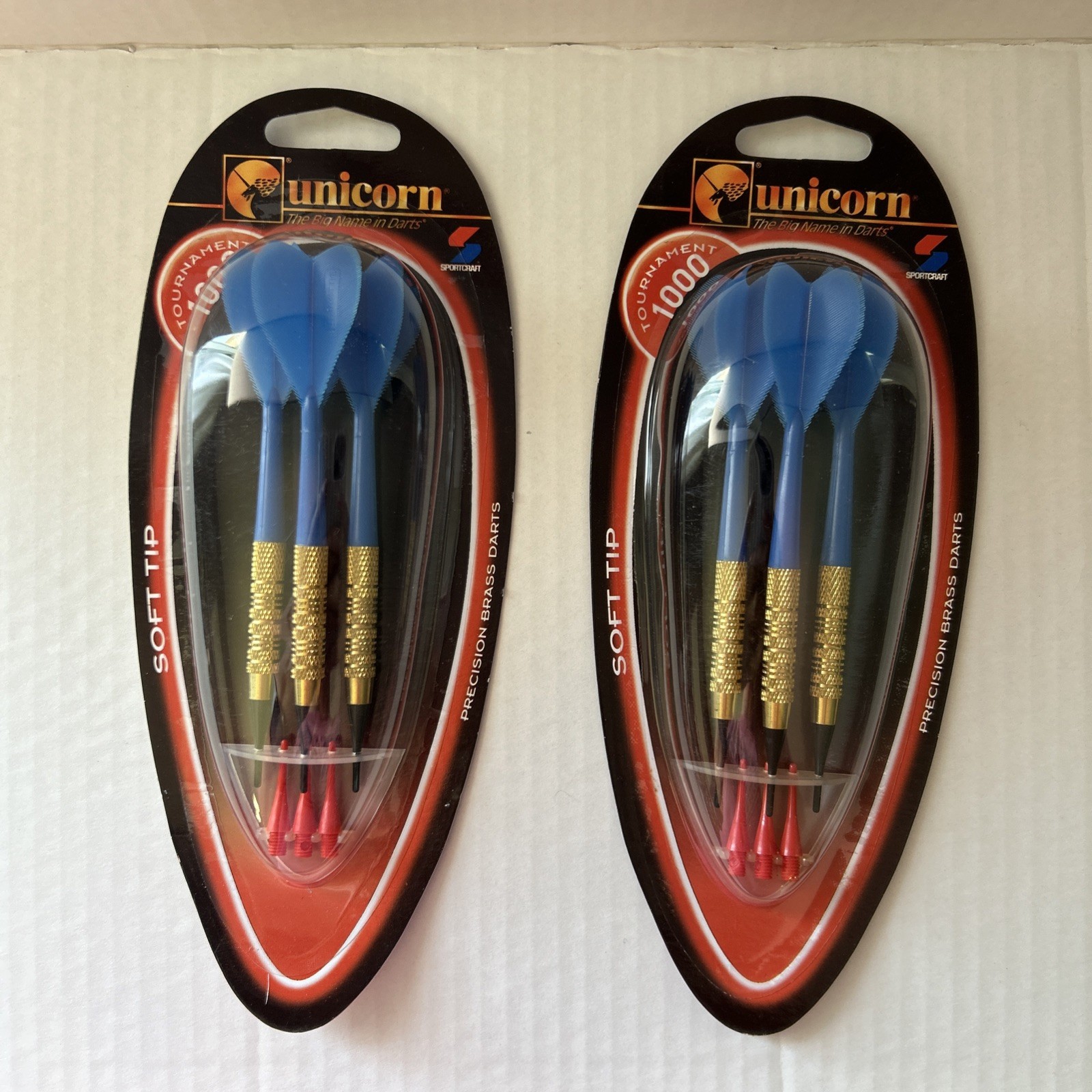 Unicorn Tournament 1000 Throwing Darts 2 Packs Of 3 Blue Precision Brass