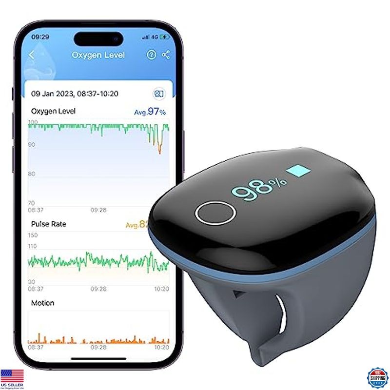 Oxygen Monitor with Vibration Reminder, Bluetooth Pulse Oximeter, SpO2 Tracker
