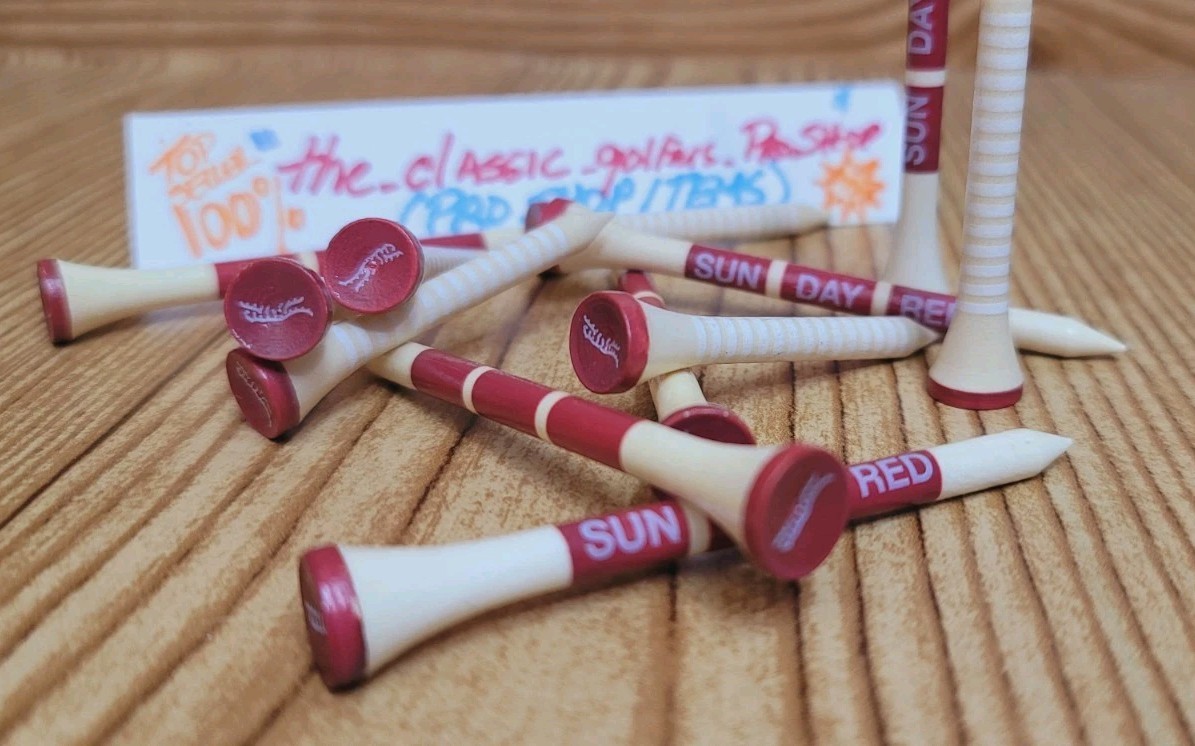TW's Sun~Day~Red Golf Tees (Lot of 12 Tees ea.) SHIPS FREE w/ Buy It Now! (NEW)
