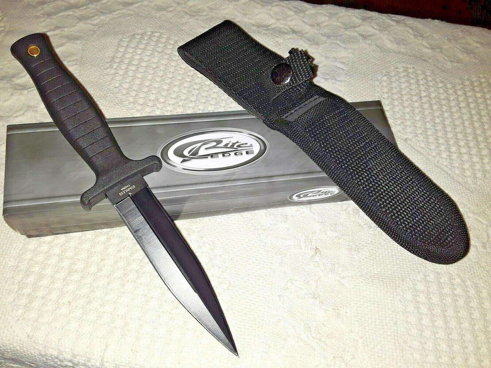 Brand New in Box "Rite Edge" Boot Knife #211459-BK Boot Clip & Lanyard Hole EC 5