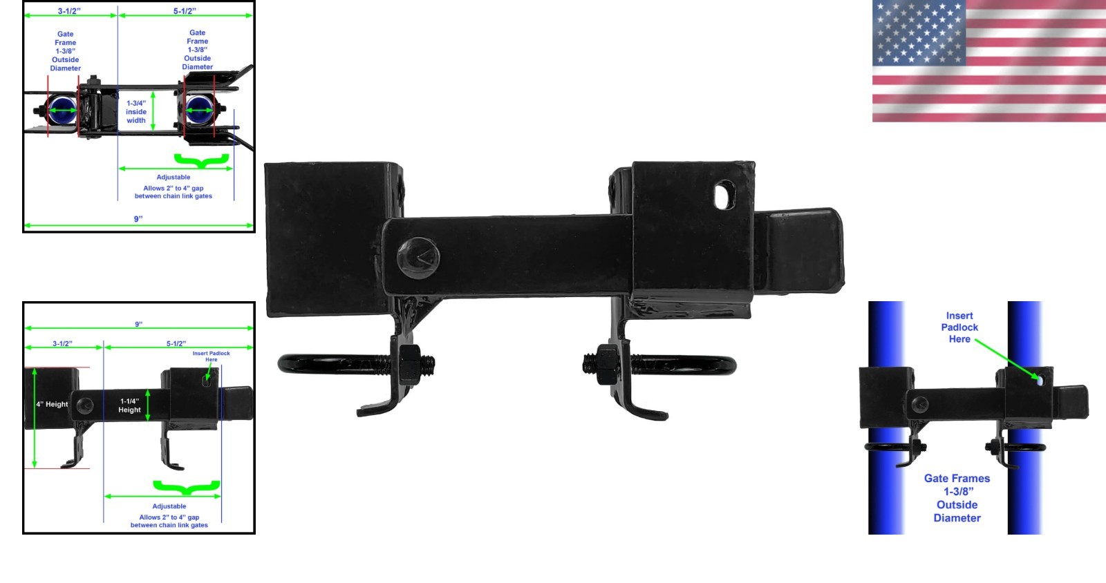 Black Chain Link Arm Gate Latch