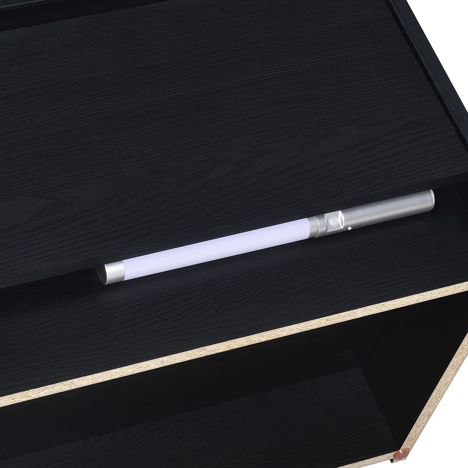 Geary Black 2-drawer Nightstand LED Lights and USB