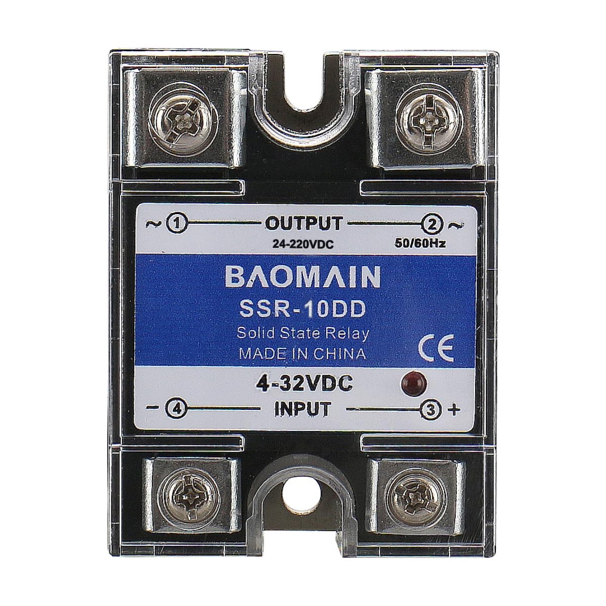 Baomain SSR-10DD 10A Signal Phase Solid State Relay DC 4-32V 24-220V DC...