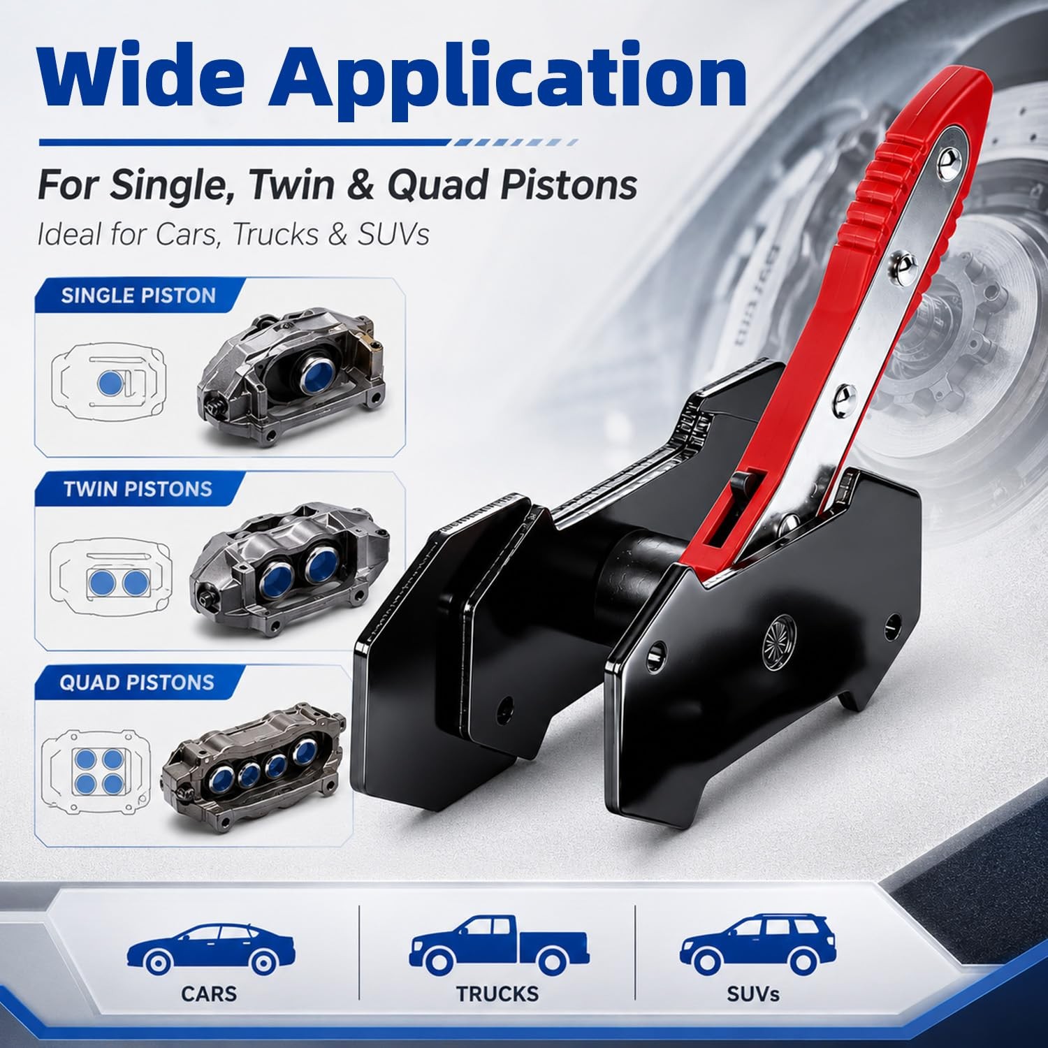 Brake Caliper Compression Tool, 360° Adjustable Ratcheting Universal, Black