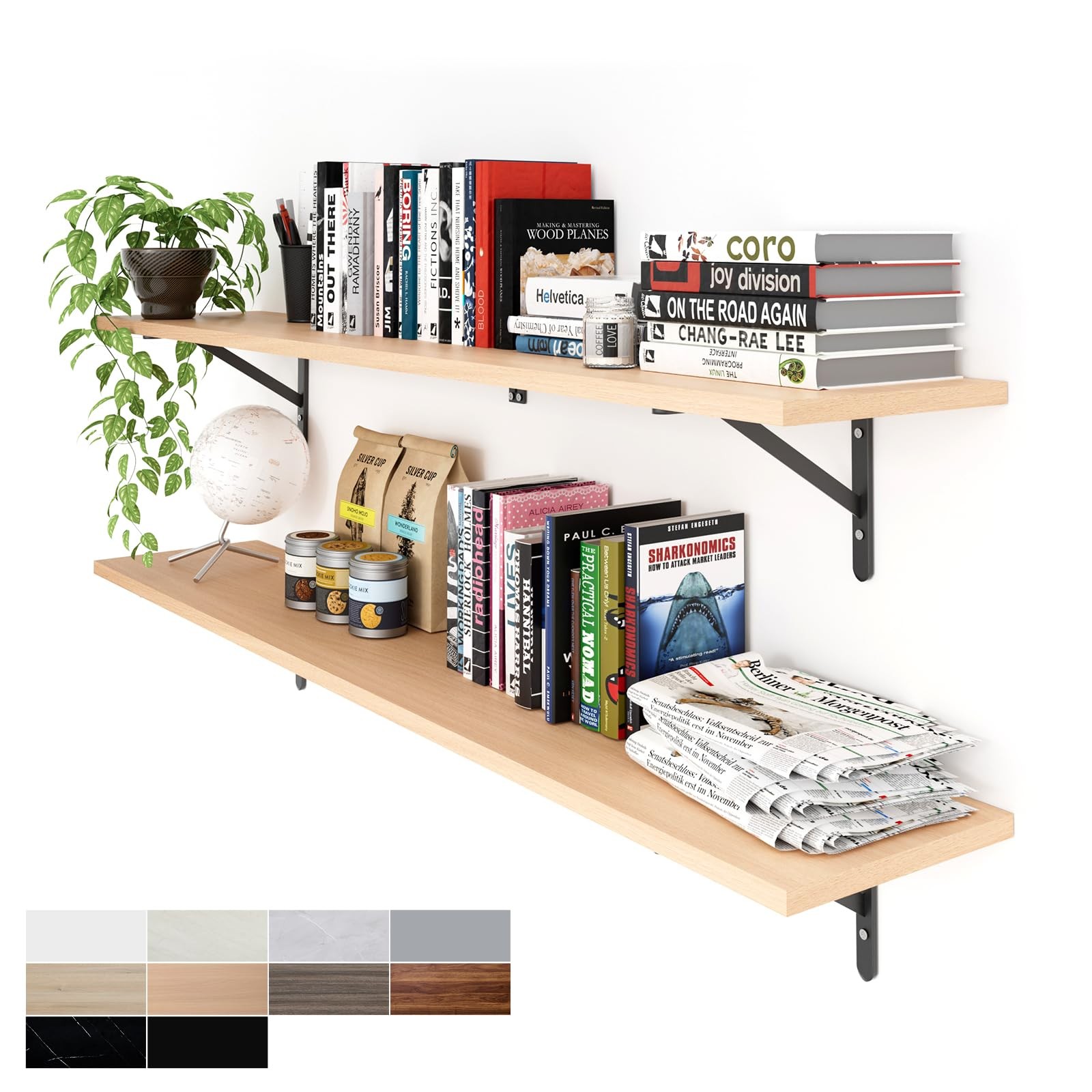 55 inch Long 10 inch Deep Floating Shelves for Wall Set of 2, Large Open Shel...