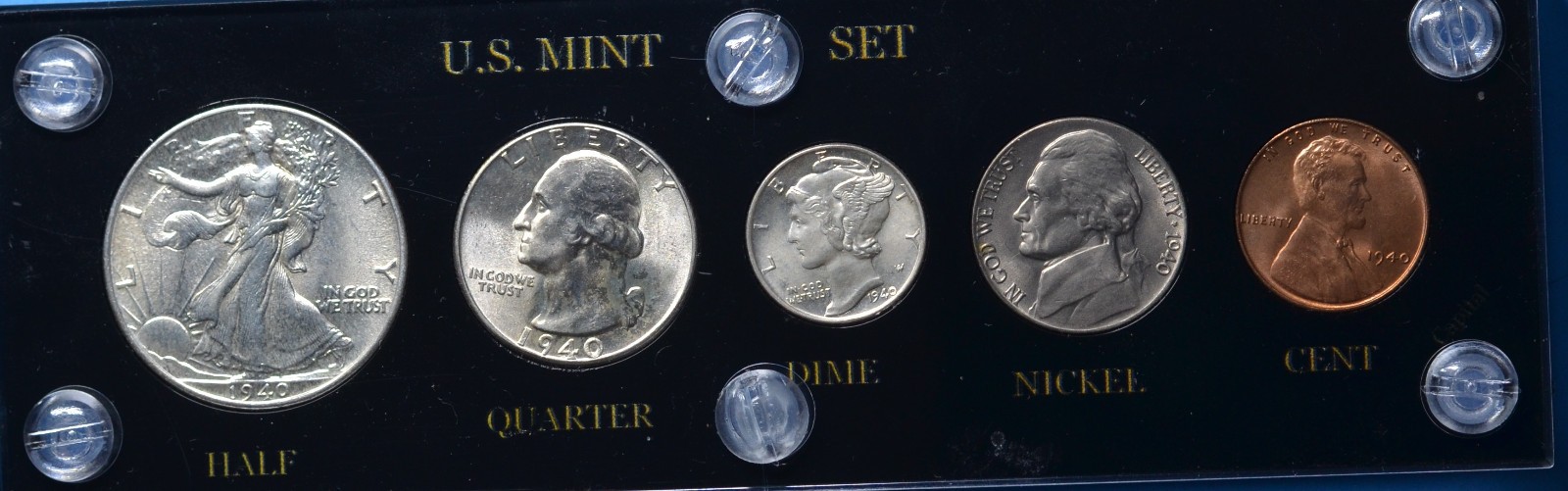 1940 P MINT SET CHOICE/GEM UNCIRCULATED IN BLACK CAPITAL HOLDER JEFF HAS STEPS#2