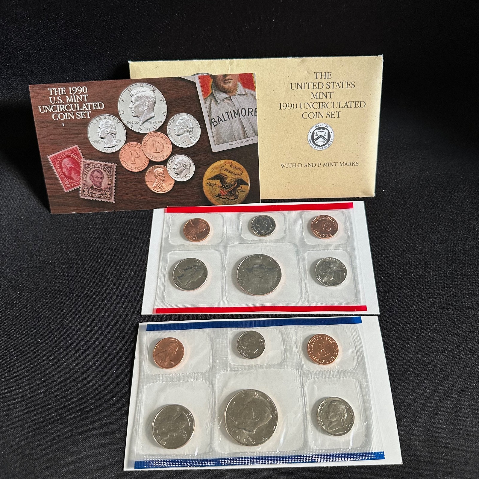 1990 US Mint Uncirculated Coin Set Complete Set P & D w/Original Gov't Packaging