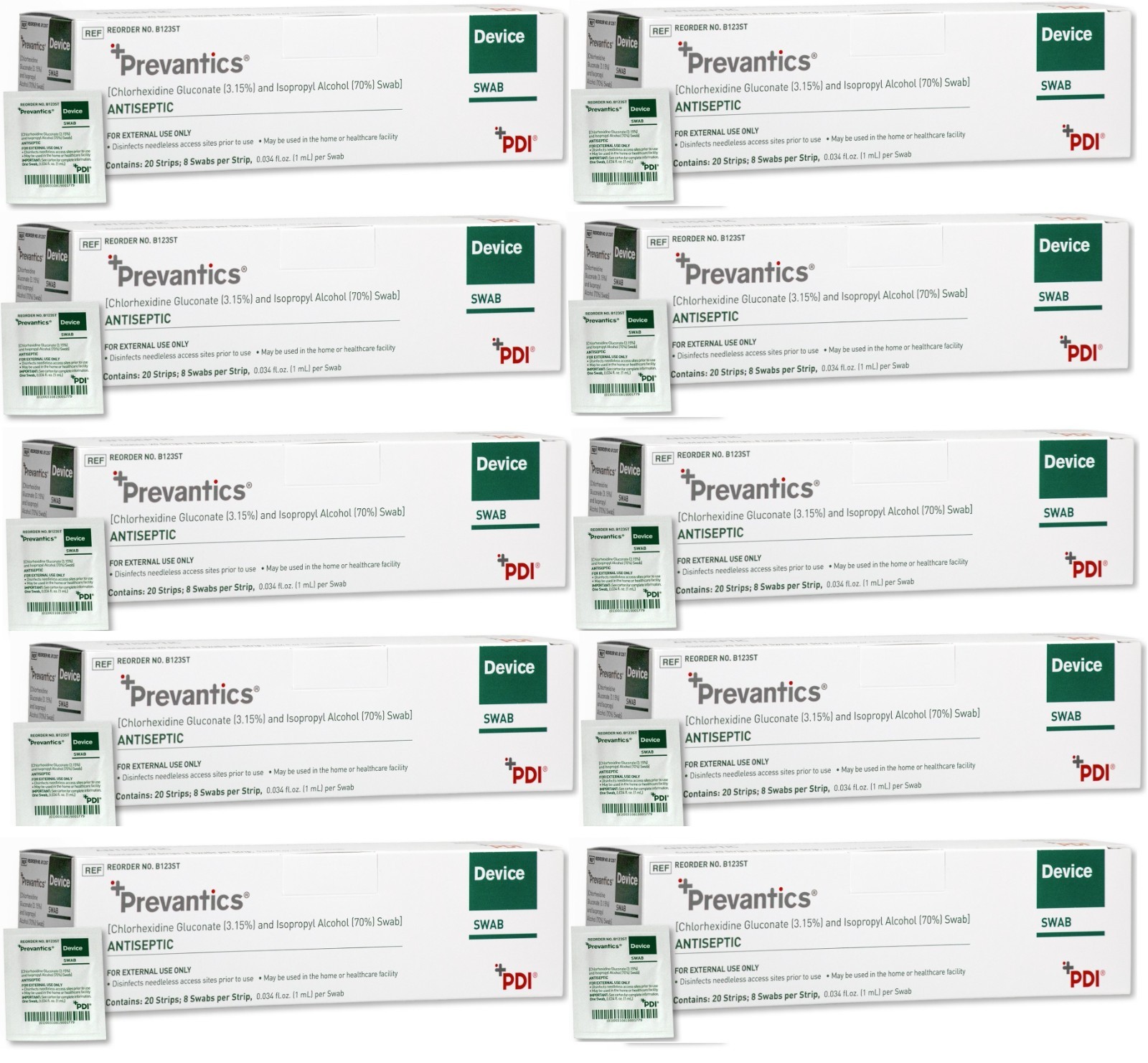PDI Prevantics Antiseptic Swab (Chlorhexidine Gluconate 3.15%) 8 Swabs/Strip -20
