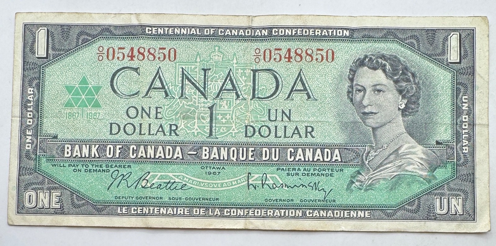 1967 Canada $1 Bill- One Dollar Note- Canadian Foreign Paper Currency-Ships Free