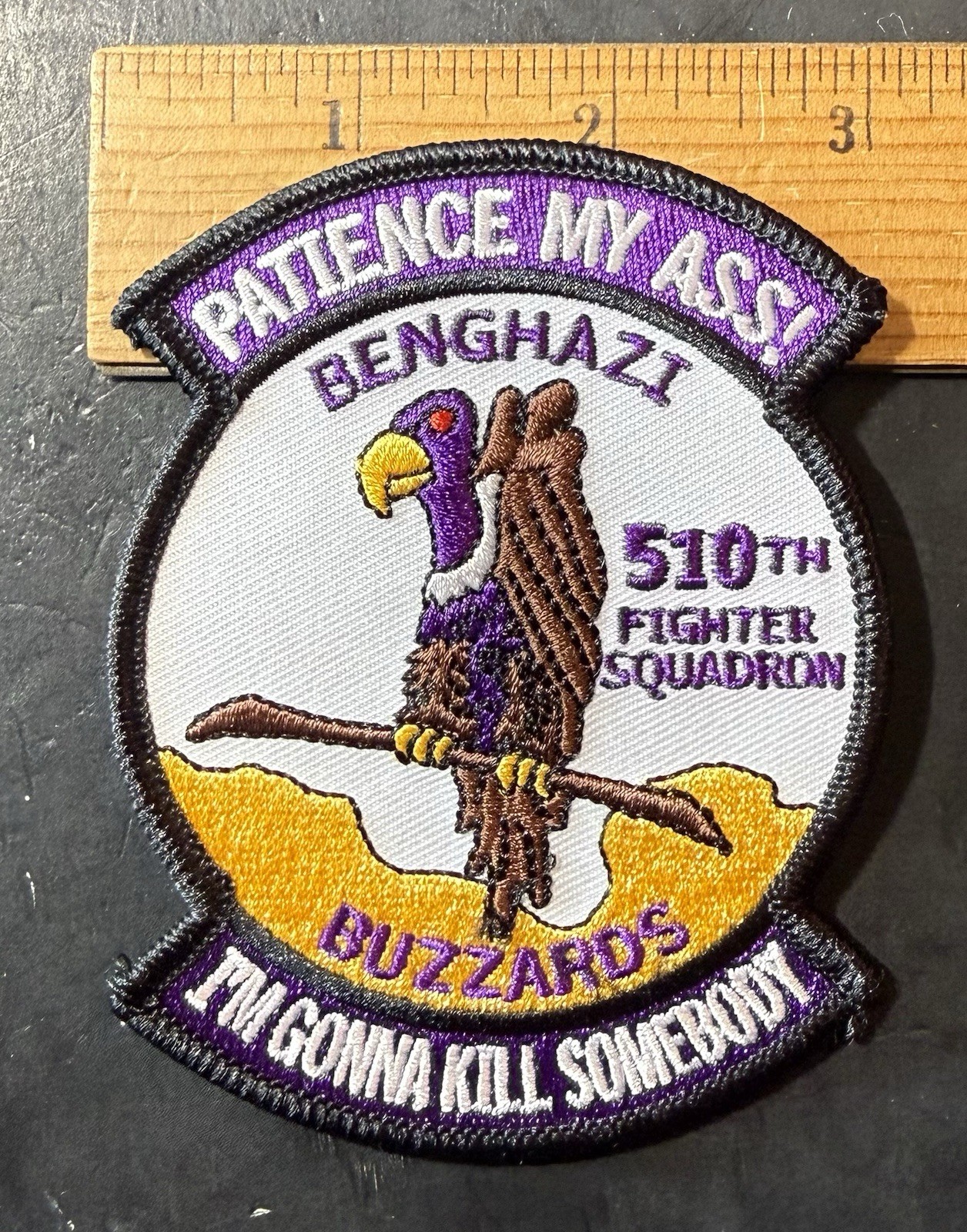 US AIR FORCE PATCH: 510th Fighter Squadron F-16 Benghazi Buzzards Patience My AS