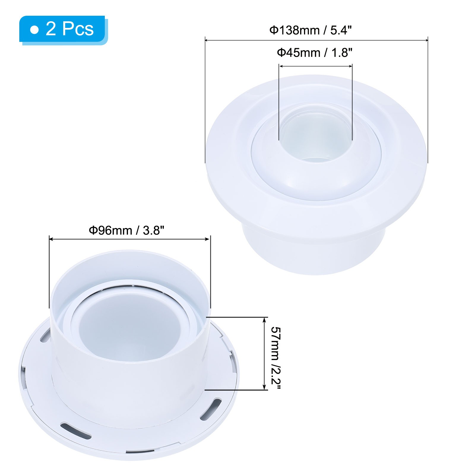 4 Inch Round Air Vent Covers, 2pcs Ceiling Ball Jet Nozzle Air Diffuser, White