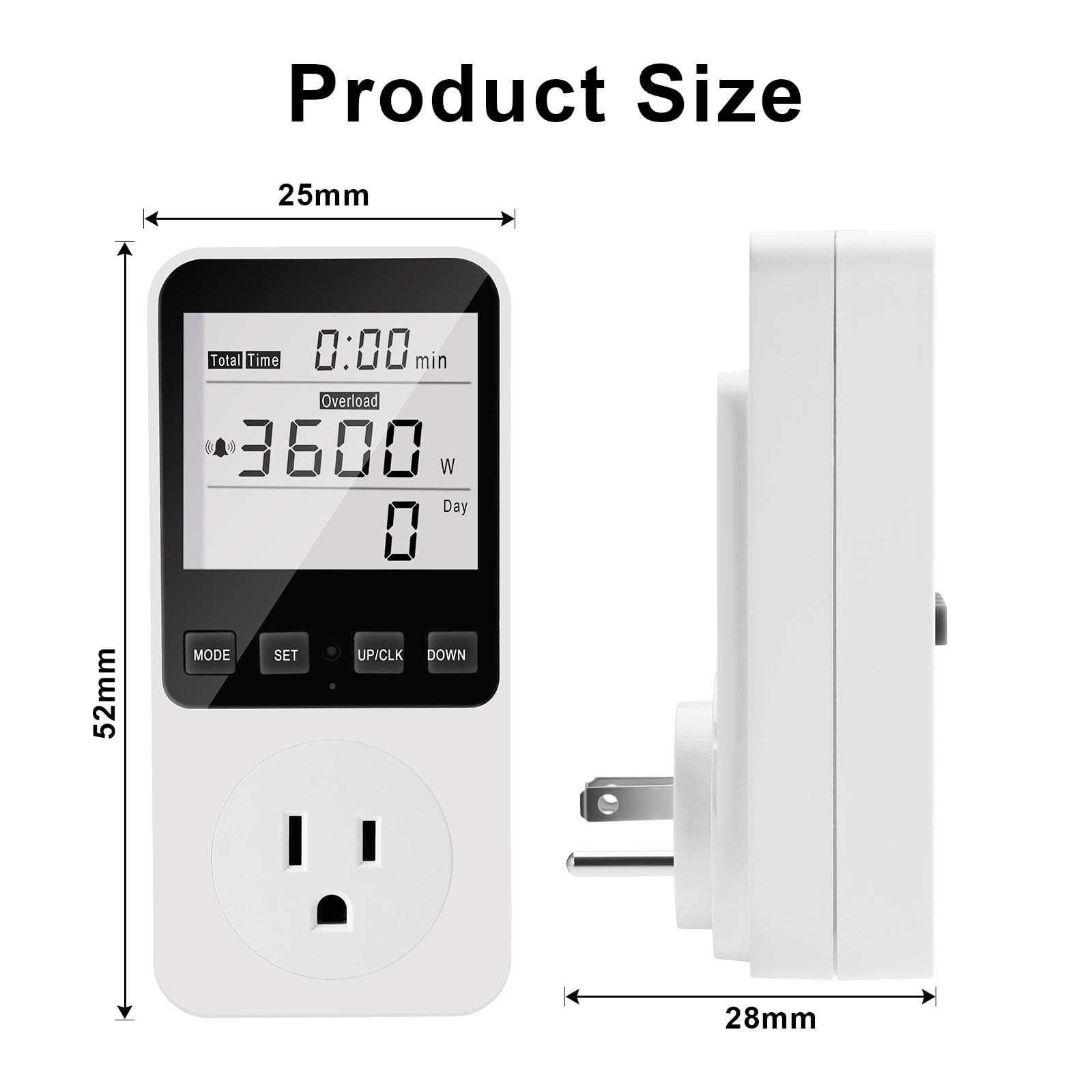 Diymore Watt Meter,Plug-in Socket Power Meter,120V Wide 2PCS Meter