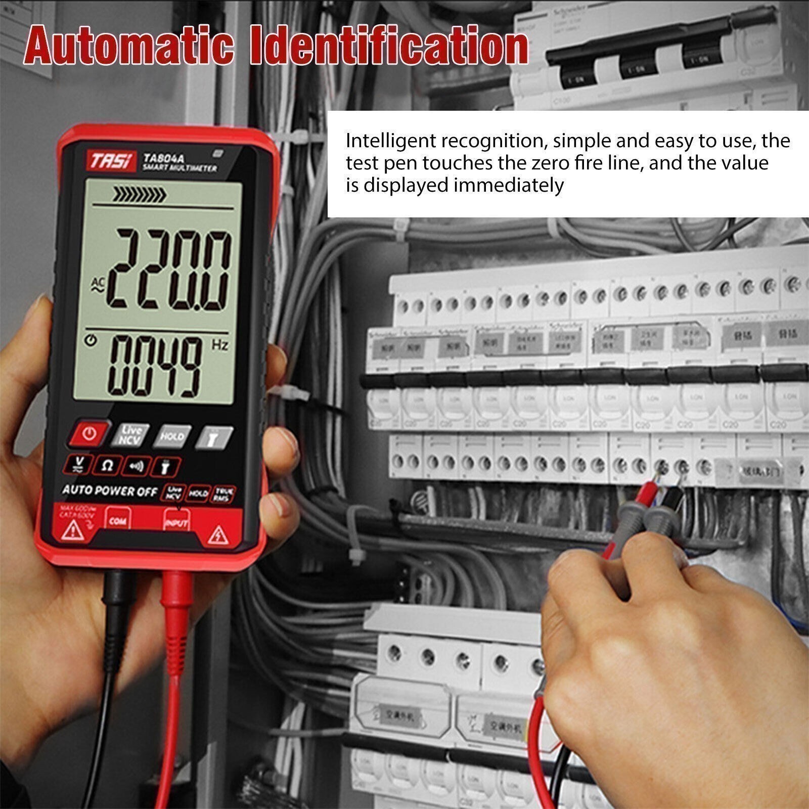 Multimeter Ohmmeter Voltmeter Digital Display Auto Range Test Volt Tester AC L