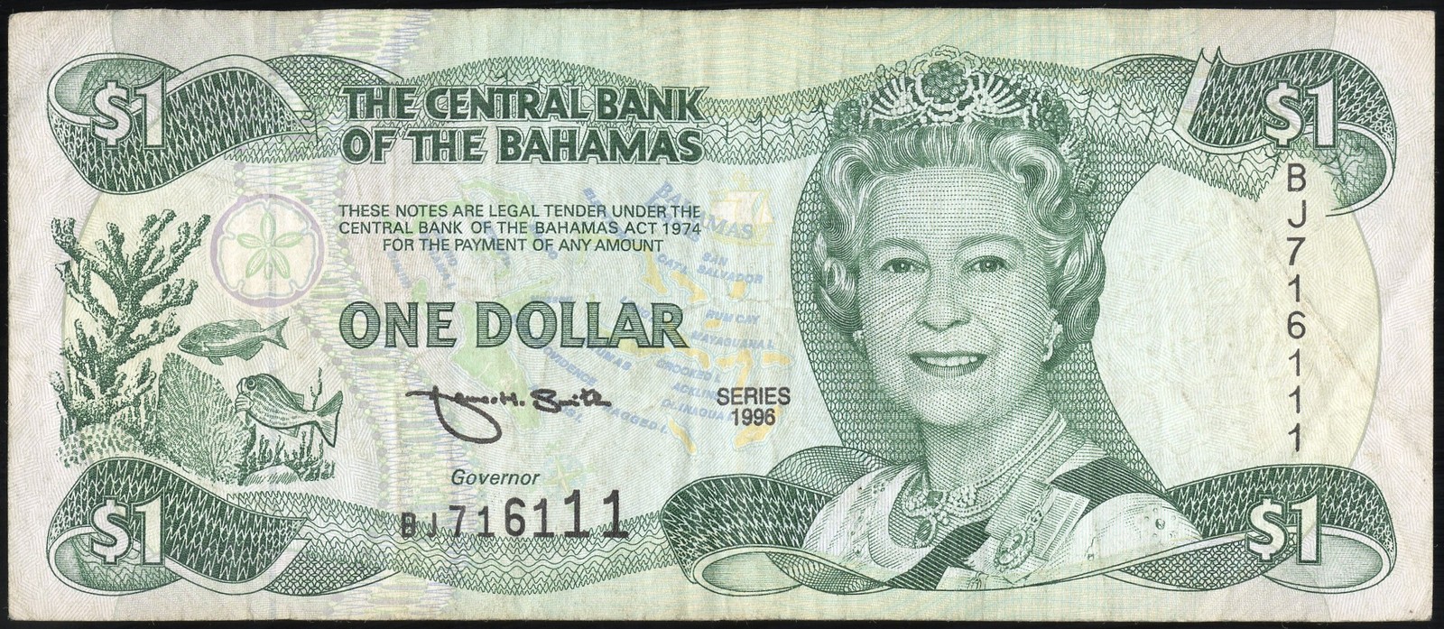 Bahamas Paper Money VF $1 Early Note