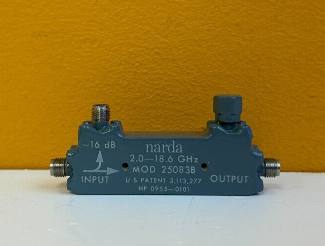Narda 25083B 2.0-18.6 GHz, 16 dB, 20 W, SMA (F-F-F) Directional Coupler. Tested!