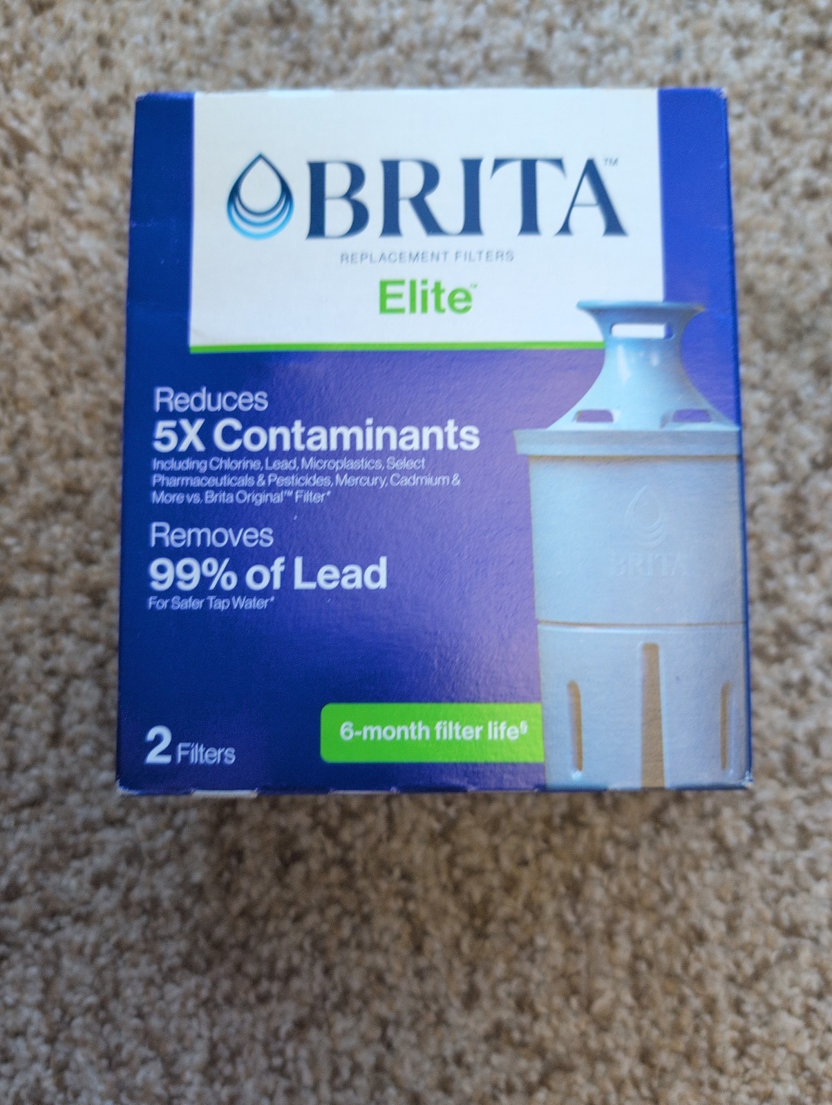 Brita Elite Replacement Filters for Brita Pitchers and Dispensers  2-Pack New