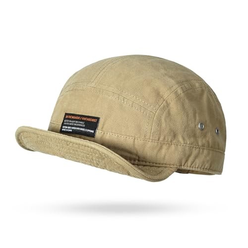 5 Panel Short Brim Baseball Cap Soft Trucker Hats Short One Size Dy09-khaki